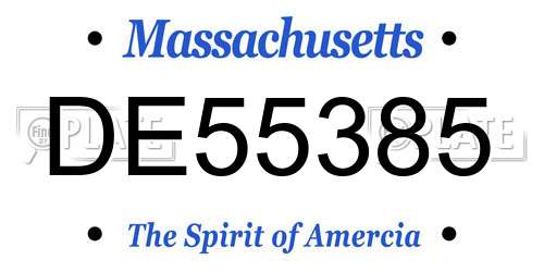 DE55385 Massachusetts License Plate