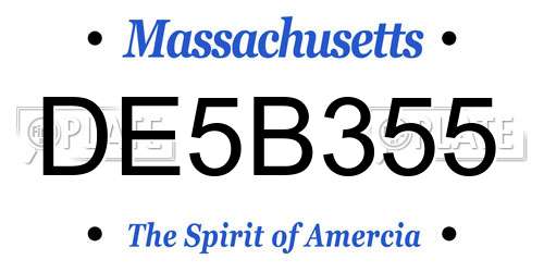 DE5B355 Massachusetts License Plate
