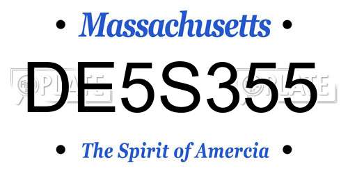 DE5S355 Massachusetts License Plate