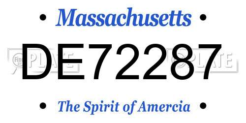 DE72287 Massachusetts License Plate