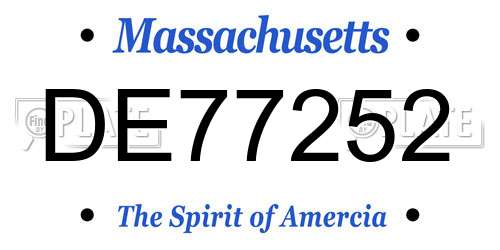 DE77252 Massachusetts License Plate