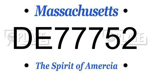 DE77752 Massachusetts License Plate