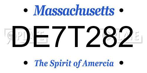 DE7T282 Massachusetts License Plate