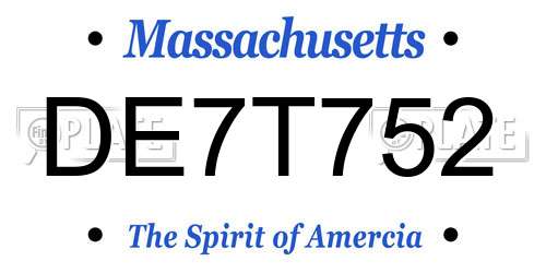 DE7T752 Massachusetts License Plate