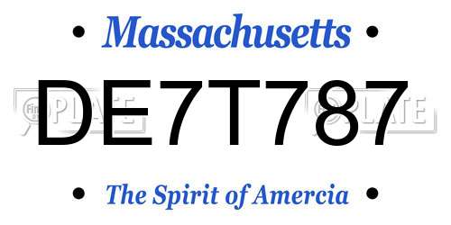 DE7T787 Massachusetts License Plate