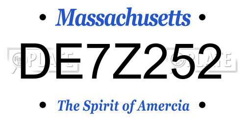 DE7Z252 Massachusetts License Plate