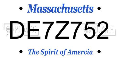 DE7Z752 Massachusetts License Plate