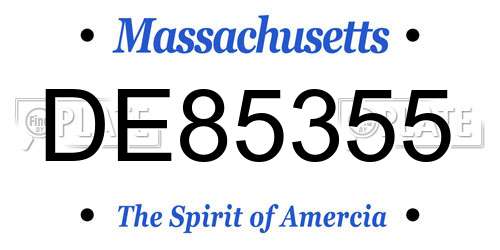 DE85355 Massachusetts License Plate