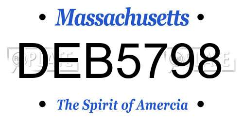 DEB5798 Massachusetts License Plate