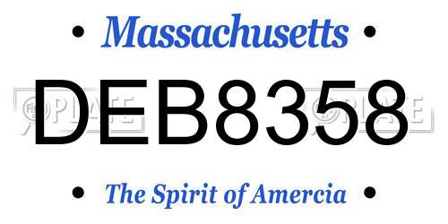 DEB8358 Massachusetts License Plate