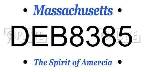DEB8385 Massachusetts License Plate