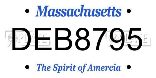 DEB8795 Massachusetts License Plate