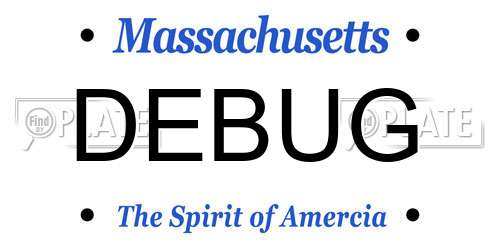 DEBUG Massachusetts License Plate