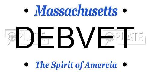 DEBVET Massachusetts License Plate