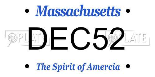 DEC52 Massachusetts License Plate
