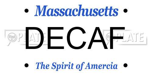 DECAF Massachusetts License Plate