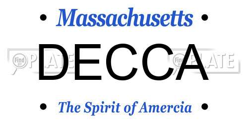 DECCA Massachusetts License Plate