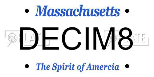 DECIM8 Massachusetts License Plate