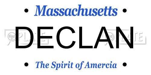 DECLAN Massachusetts License Plate