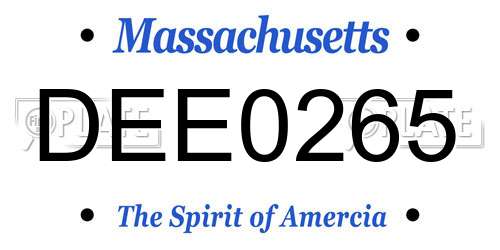 DEE0265 Massachusetts License Plate