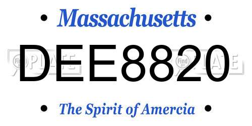 DEE8820 Massachusetts License Plate