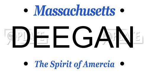 DEEGAN Massachusetts License Plate