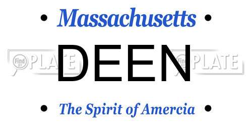 DEEN Massachusetts License Plate