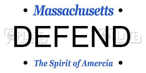 DEFEND Massachusetts License Plate