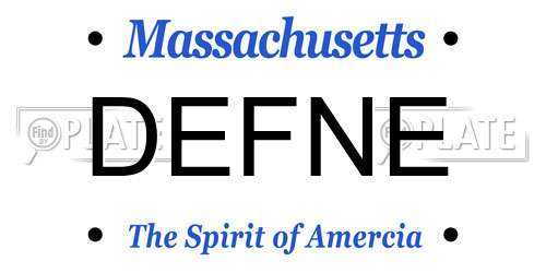 DEFNE Massachusetts License Plate