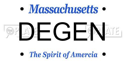 DEGEN Massachusetts License Plate