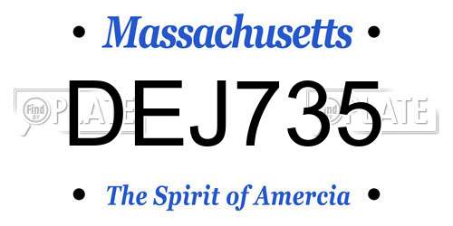 DEJ735 Massachusetts License Plate