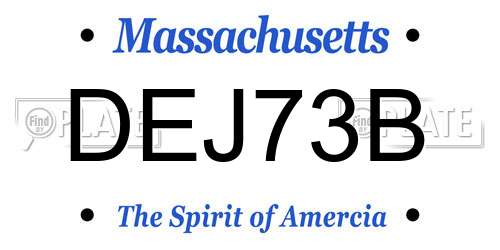 DEJ73B Massachusetts License Plate