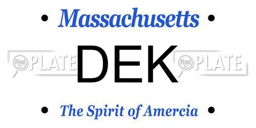 DEK Massachusetts License Plate