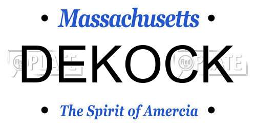 DEKOCK Massachusetts License Plate