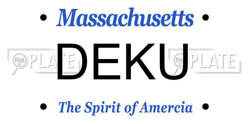 DEKU Massachusetts License Plate