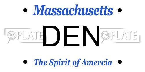 DEN Massachusetts License Plate