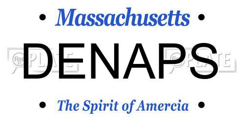 DENAPS Massachusetts License Plate