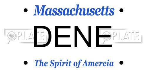 DENE Massachusetts License Plate