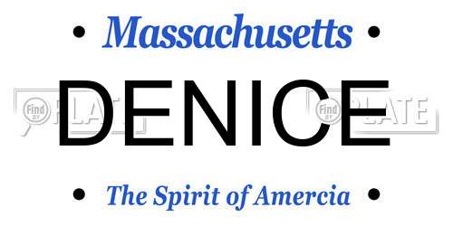 DENICE Massachusetts License Plate