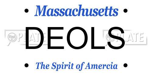 DEOLS Massachusetts License Plate