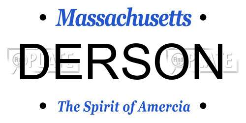 DERSON Massachusetts License Plate