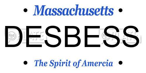DESBESS Massachusetts License Plate