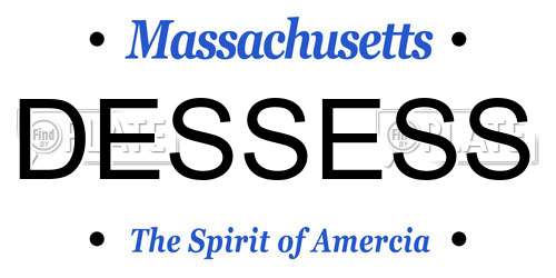 DESSESS Massachusetts License Plate