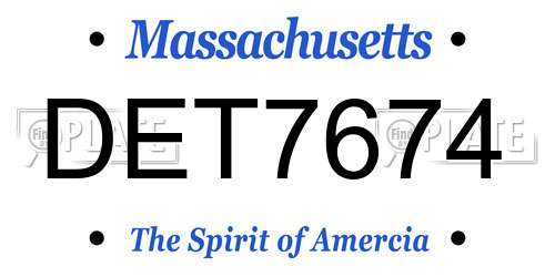 DET7674 Massachusetts License Plate