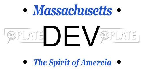 DEV Massachusetts License Plate
