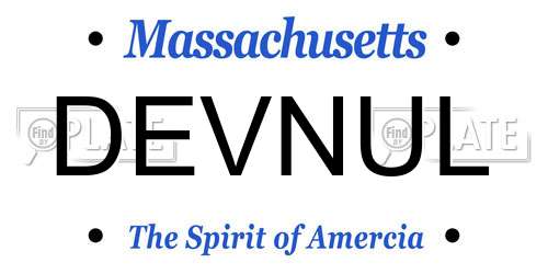 DEVNUL Massachusetts License Plate