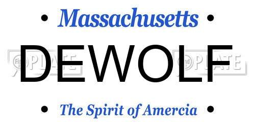 DEWOLF Massachusetts License Plate