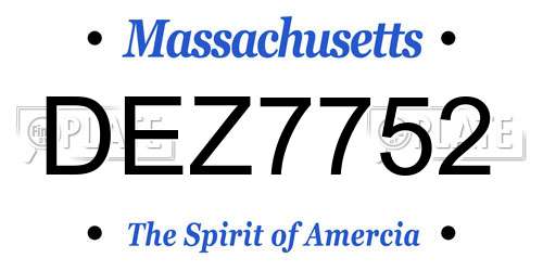 DEZ7752 Massachusetts License Plate