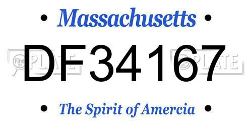 DF34167 Massachusetts License Plate