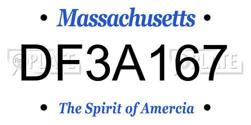 DF3A167 Massachusetts License Plate